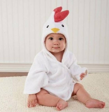 Cartoon Cute Animal Hooded Baby Bathrobe - Soft Cotton Towels for Babies