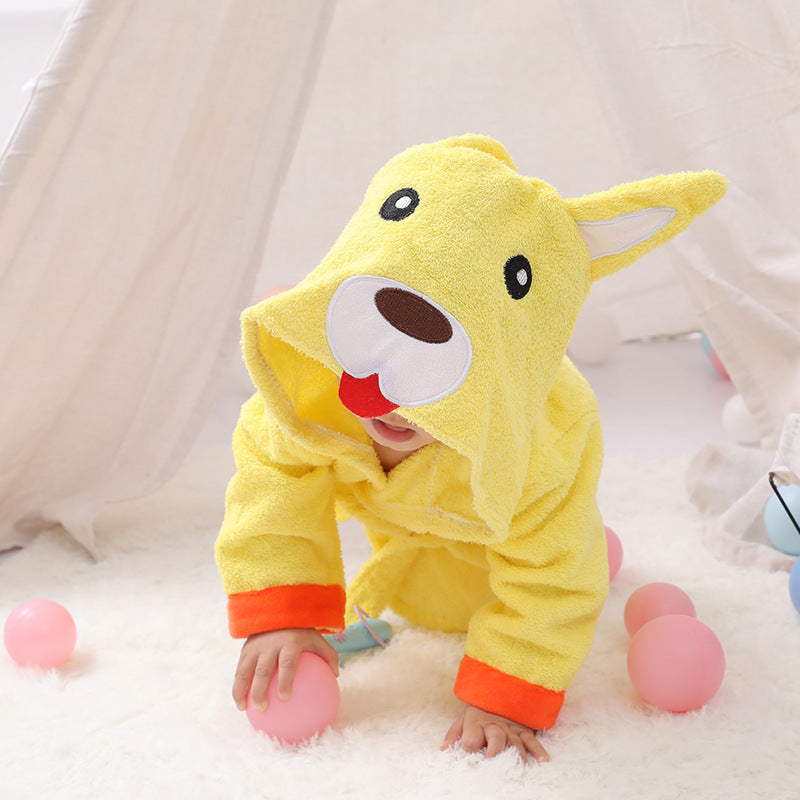 Cartoon Cute Animal Hooded Baby Bathrobe - Soft Cotton Towels for Babies