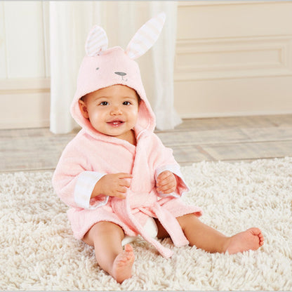 Cartoon Cute Animal Hooded Baby Bathrobe - Soft Cotton Towels for Babies