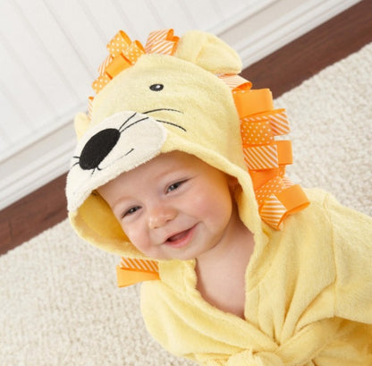 Cartoon Cute Animal Hooded Baby Bathrobe - Soft Cotton Towels for Babies