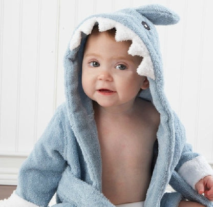 Cartoon Cute Animal Hooded Baby Bathrobe - Soft Cotton Towels for Babies