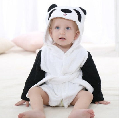 Cartoon Cute Animal Hooded Baby Bathrobe - Soft Cotton Towels for Babies