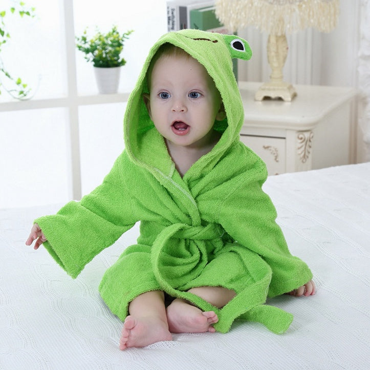 Cartoon Cute Animal Hooded Baby Bathrobe - Soft Cotton Towels for Babies