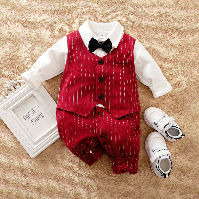 Baby Boy Autumn Romper – Soft Cotton Long Sleeve Outfit