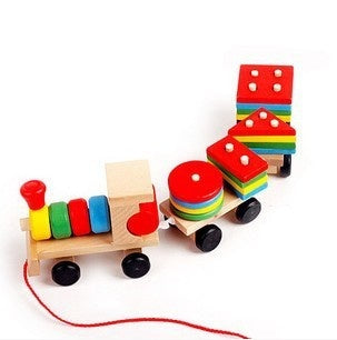 Wooden Train Three-Section Tractor Toy – Educational Puzzle Toy for Children