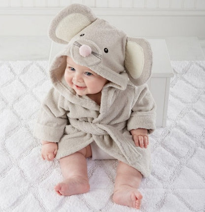 Cartoon Cute Animal Hooded Baby Bathrobe - Soft Cotton Towels for Babies