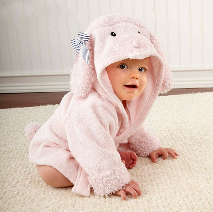 Cartoon Cute Animal Hooded Baby Bathrobe - Soft Cotton Towels for Babies