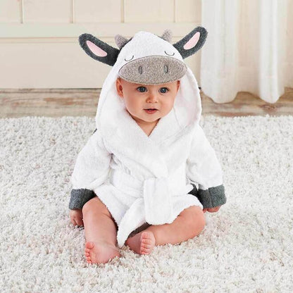 Cartoon Cute Animal Hooded Baby Bathrobe - Soft Cotton Towels for Babies