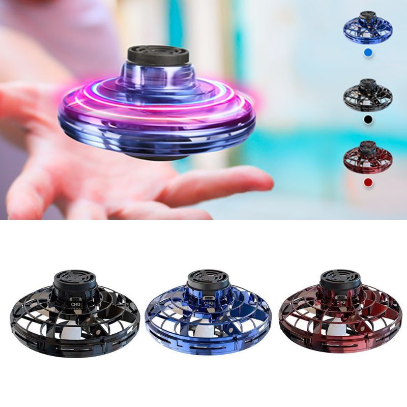 Mini Fingertip Gyro Interactive Decompression Toy – LED UFO Flying Helicopter Spinner for Kids!